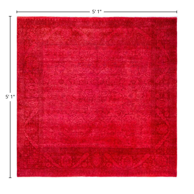 Fine Vibrance One-of-a-Kind Hand-Knotted Area Rug - Pink, 5' 1" x 5' 1" - 5' 1" x 5' 1"