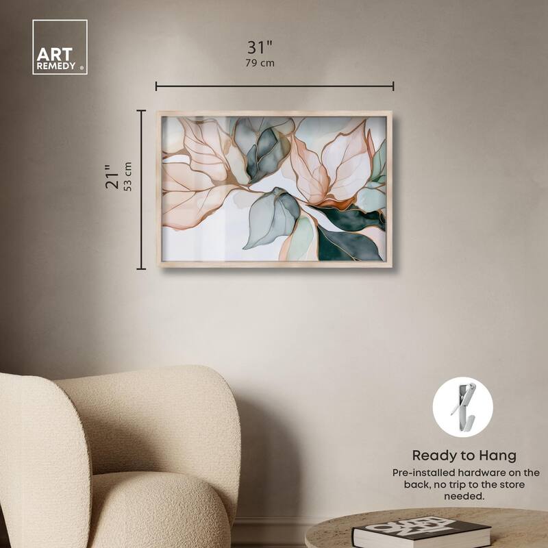 Golden Veined Leaves I Shadowbox by Art Remedy