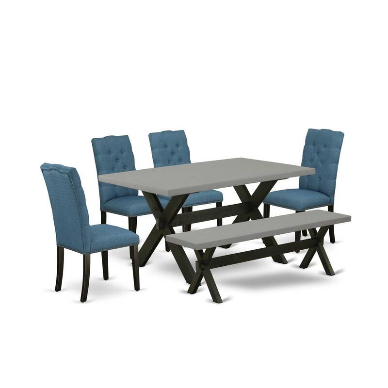 6-Piece Rectangle Natural Oak Finish Solid Wood Top Dining Table with 1-Bench, 4-Chairs with