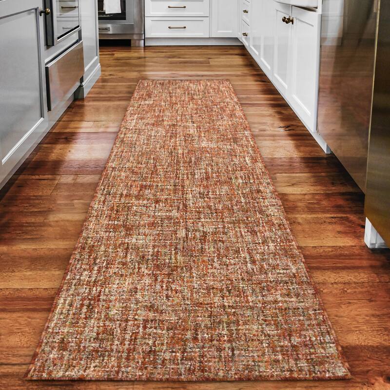 Addison Winslow Active Solid Wool and Viscose Area Rug - 2' 3" x 7' 6" - Spice/Ivory