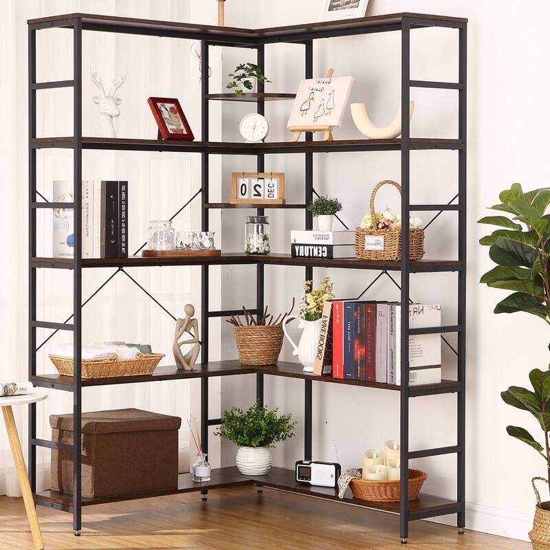 L Shape Bookcase with Storage Display Rack