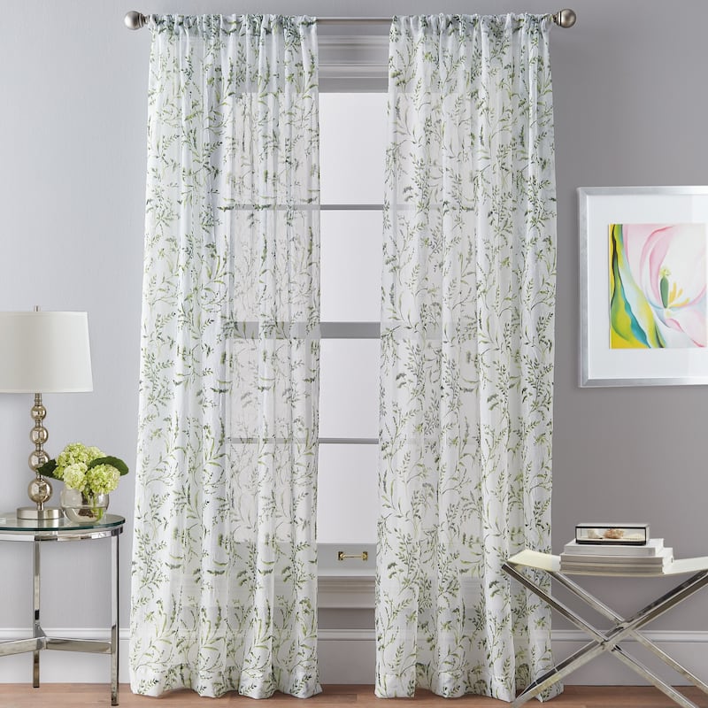 Santa Barbara Voile Rod Pocket Curtain Panel - 84-inch - Green