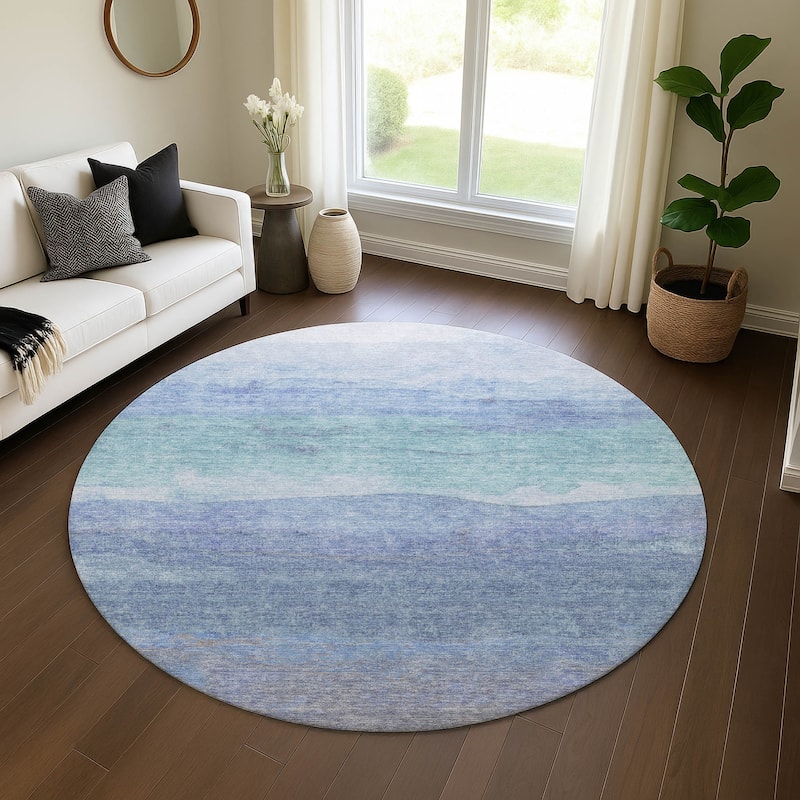 Premium Washable Super Soft Modern Ombre Mayfield Rug - Blue - 8' x 8'