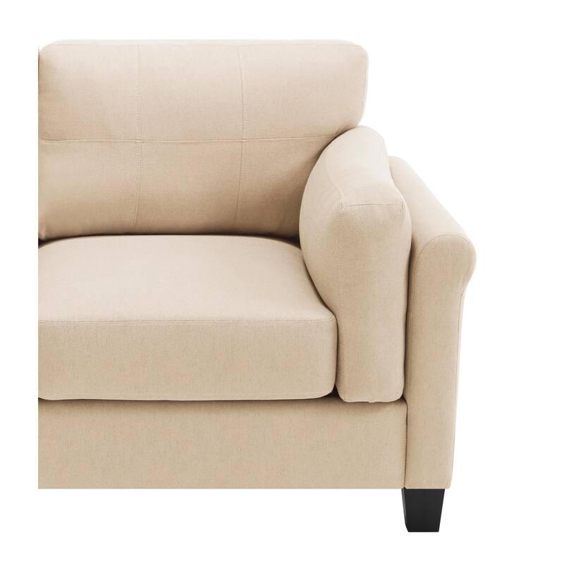 79" Modern Style Button Tufted Linen Upholstered 3-seat Sofa, Khaki