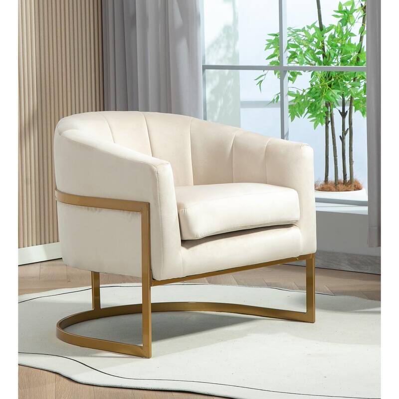 Modern Accent Armchair Luxury Gold Frame and Multi-colored Velvet Material Infuse Elegant Flair
