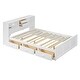 preview thumbnail 8 of 14, Full Size Wooden Platform Bed with Twin Size Trundle, USB Ports, 3-Drawers & Upper Shelves - Stylish White Design for Bedroom