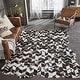 preview thumbnail 1 of 8, Pelle Leather Mosaic Chevron Abstract-Edged Area Rug 2' x 3' - Dark Brown