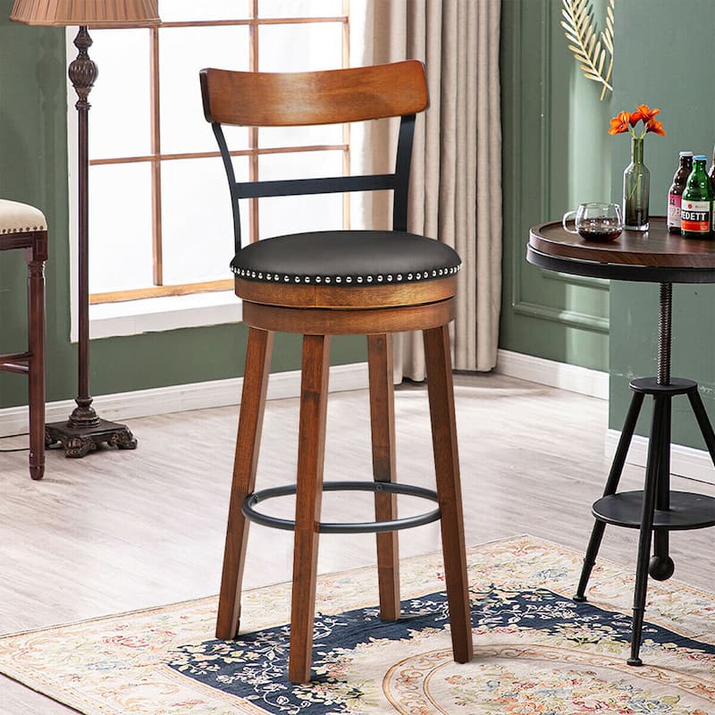 Gymax Set of 4 BarStool 30.5'' Swivel Pub Height Dining Chair with - 18'' (L) x 20.5'' (W) x 43.5'' (H)