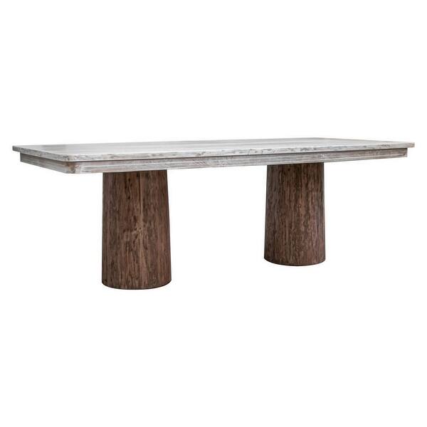 Kohl 87 Inch Dining Table, Rectangular, Double Pedestal Base, Cream
