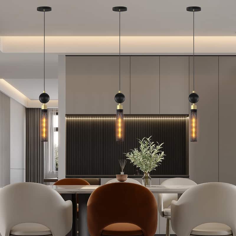 Black Wrought Iron Pendant Light - Adjustable - Kitchen Island Bedroom Bathroom