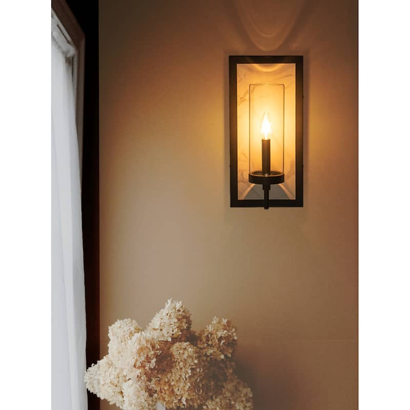 15.5" Modern Outdoor Wall Sconce with White Rock Plate