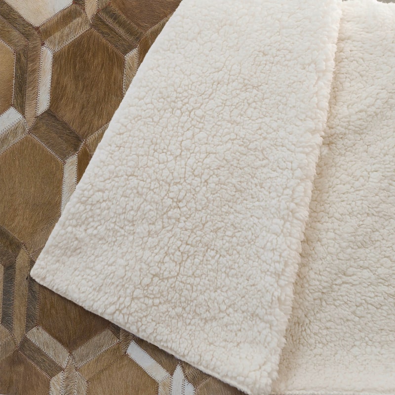 Premium Machine Washable ASB97 Faux Cowhide Sherpa Throw Blanket