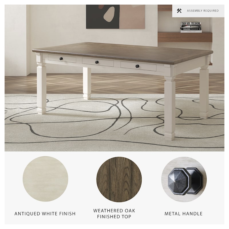 Signature Design by Ashley Bolanburg White/Brown Dining Table - 40" W x 72" D x 30.75" H
