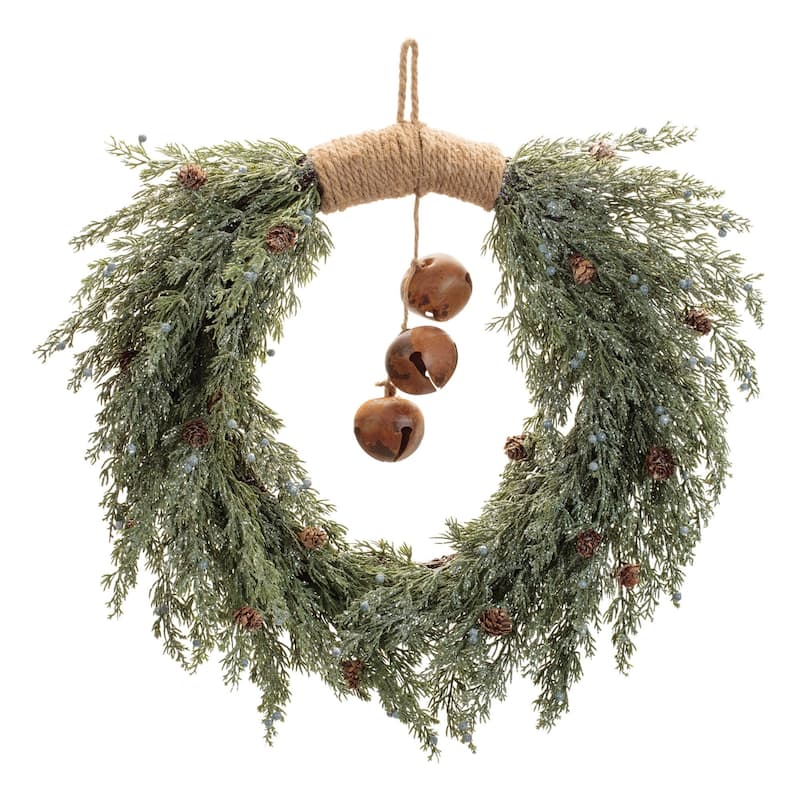 Glittered Pine with Sleigh Bell Artificial Christmas Wreath - 22” - Unlit