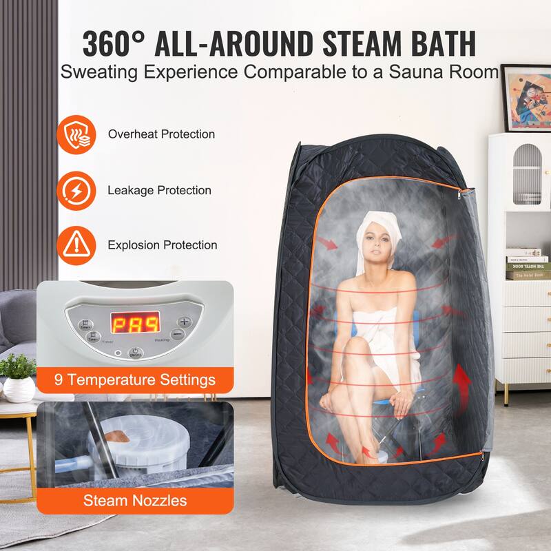 Compact Portable Steam Sauna Tent, 1200 Watt Sauna Blanket with Chair & Storage Bag, Home Therapeutic Sauna Tent