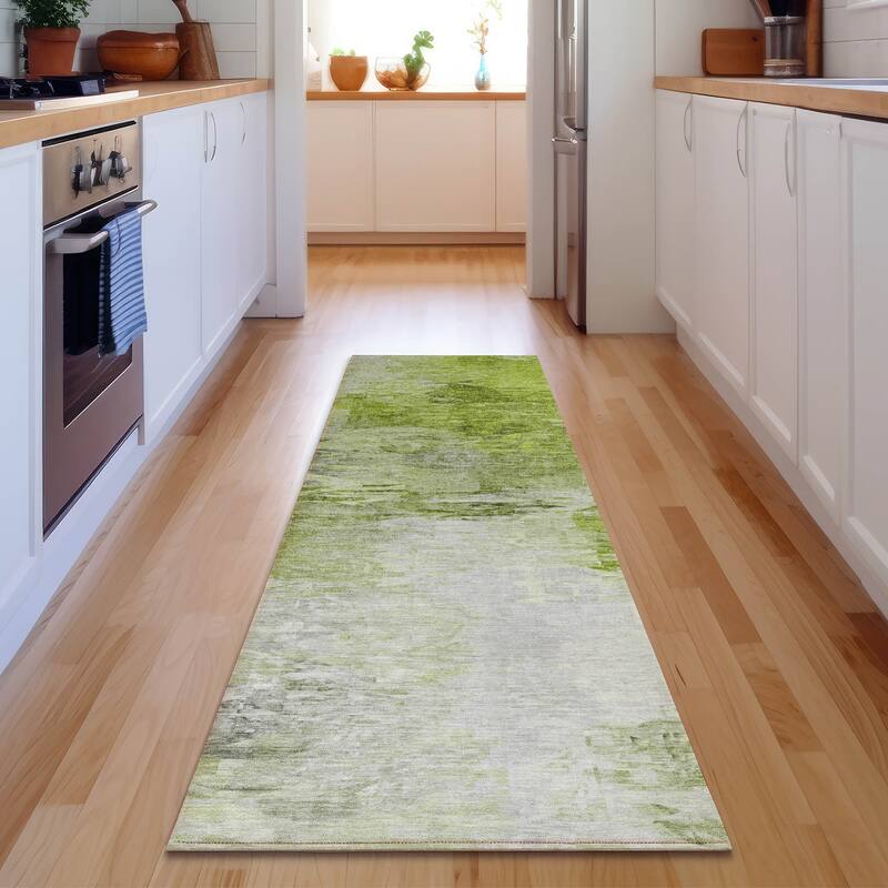 Premium Washable Super Soft Watercolor Mayfield Rug - Aloe - 2' 3" x 7' 6"
