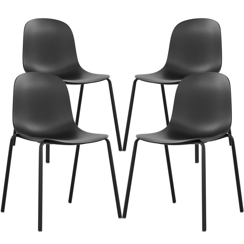Set of 4 Modern Plastic Stackable Dining Chairs