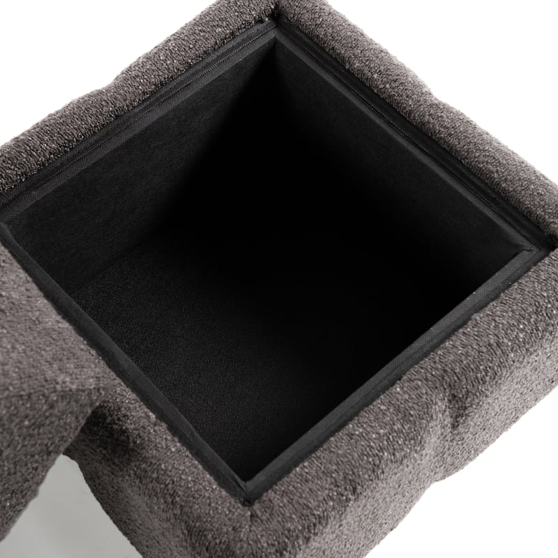 Furniture of America Soren Modern 18-inch Boucle Storage Ottoman with Biscuit Tufting