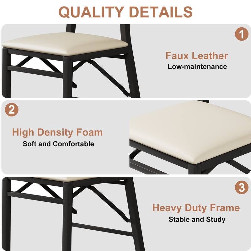 VECELO Folding Dining Chairs Set of 2/4/6 with Cushion Parson Classic Upholstered Folding Chairs Modern 33" Parson Chairs