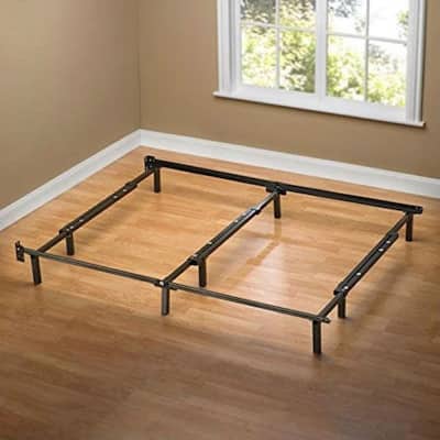 King size 9 Leg Adjustable Metal Bed Frame with Headboard Brackets