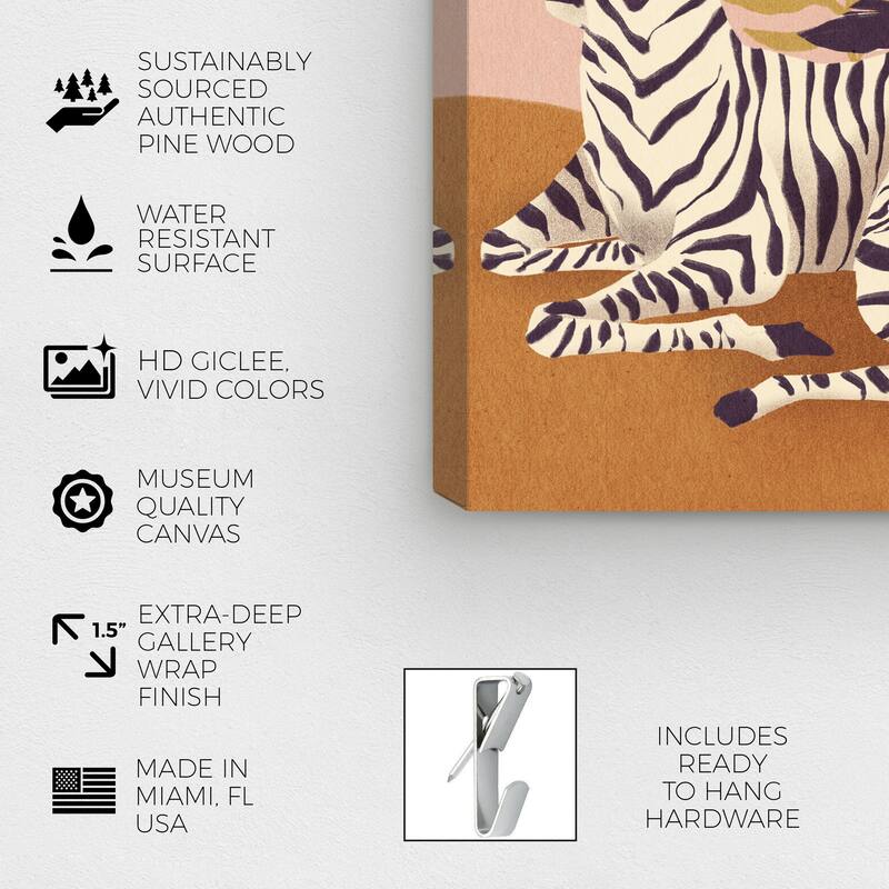 Wynwood Studio Canvas Animals Sunbathing Zebra Yellow and Mustard Shabby Chic Wall Art Canvas Print