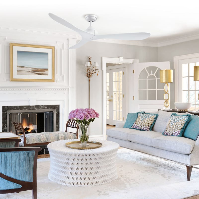 56" White ABS 3-Blade Propeller DC Ceiling Fan with Remote