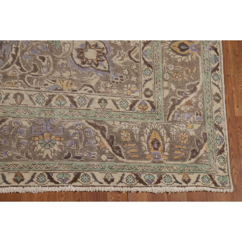 Gray Tabriz Persian Vintage Area Rug Handmade Wool Carpet - 8'0"x 11'4"