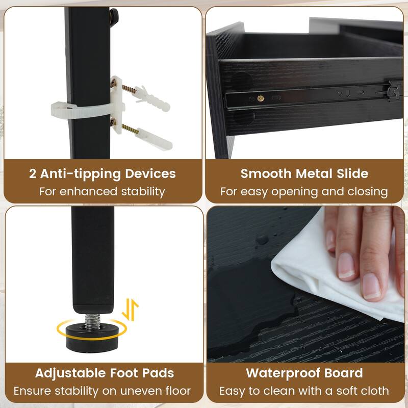 Gymax Modern 2-Drawer Computer Desk w/ Reinforced Heavy-Duty Metal