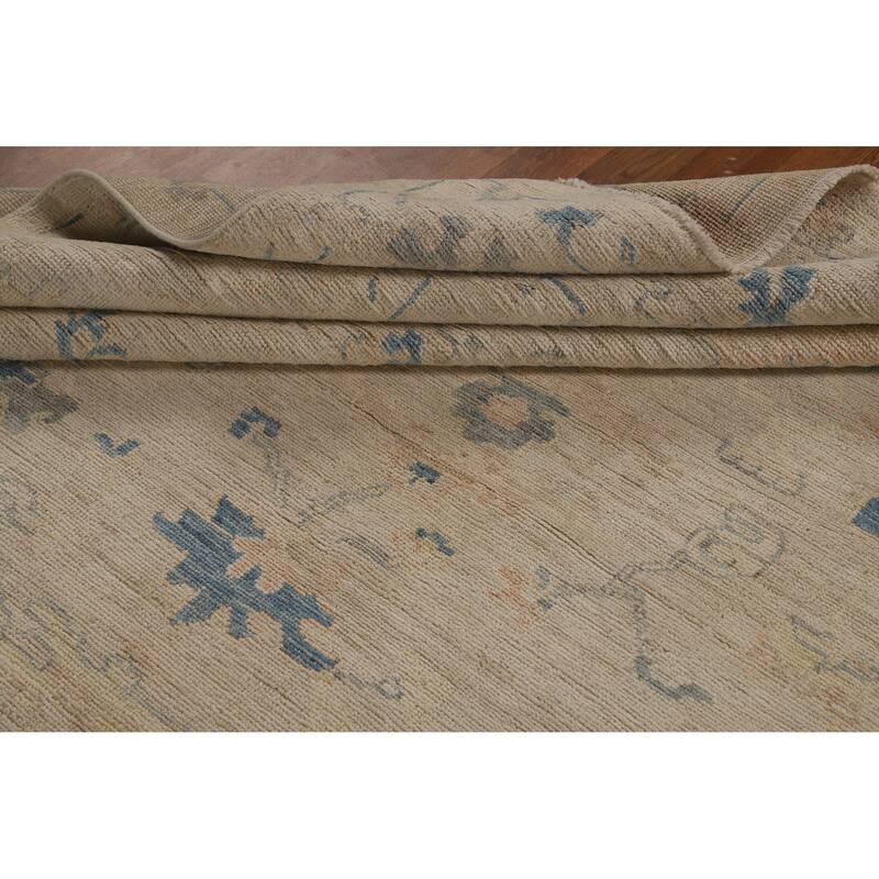 Beige Oriental Oushak Turkish Area Rug Hand-Knotted Wool Carpet - 8'0"x 9'8"