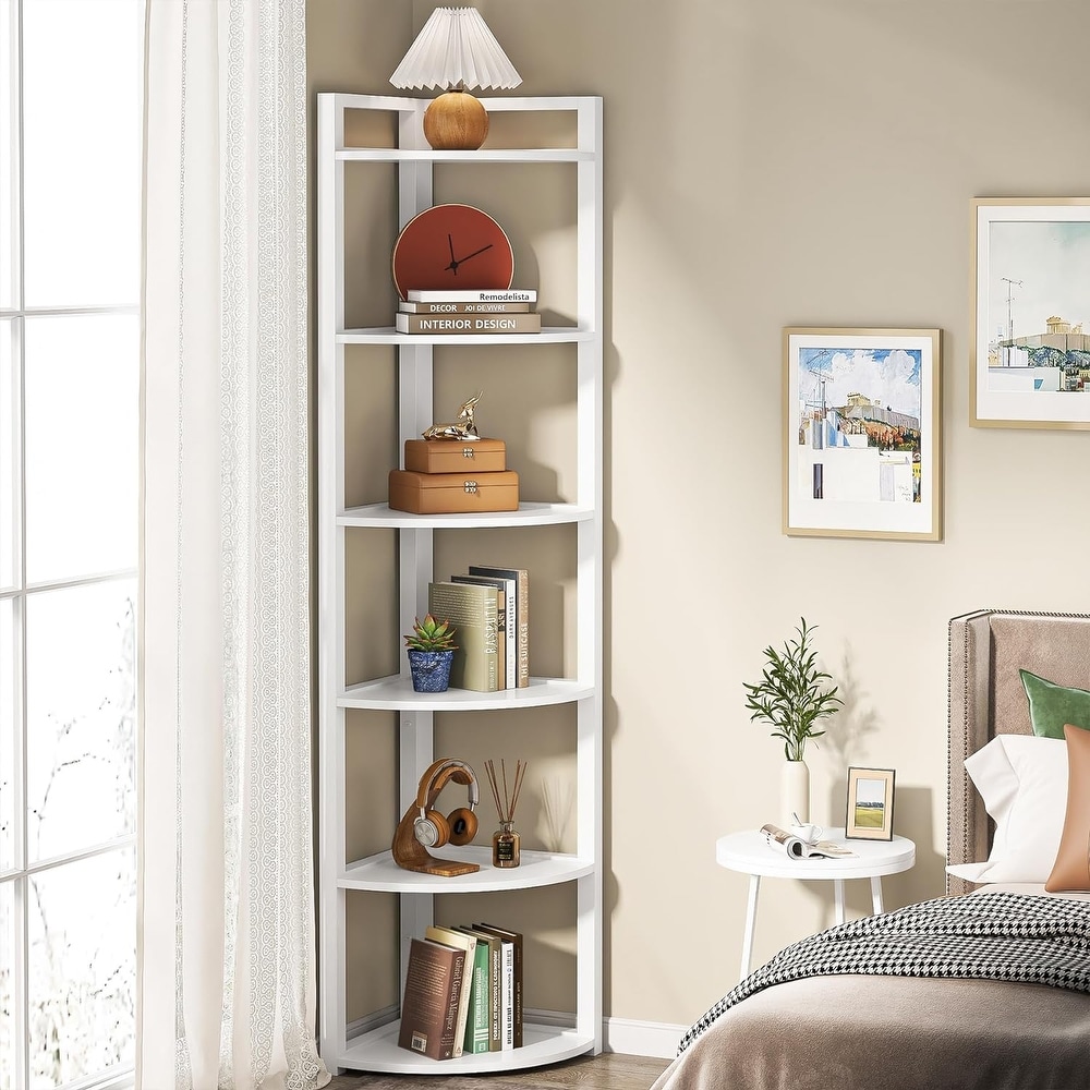 Corner Shelf, Corner Wine Rack with Glass Holder, 5 Tier Corner Bookshelf  Small Bookcase for Living Room - Bed Bath & Beyond - 34935621