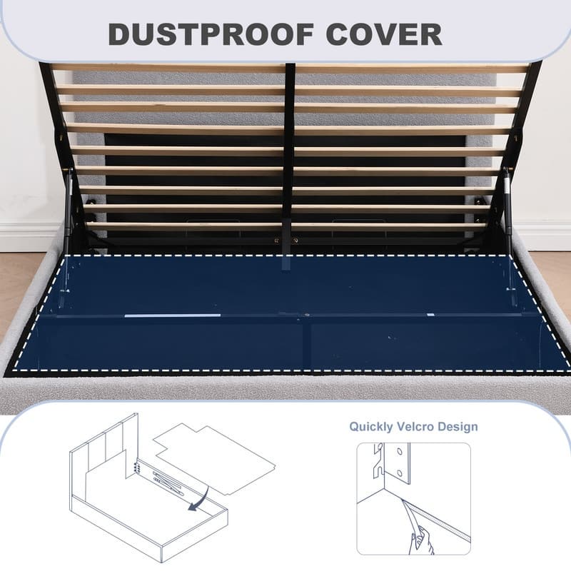 Hydraulic Lift Up Storage Upholstered Platform Bed