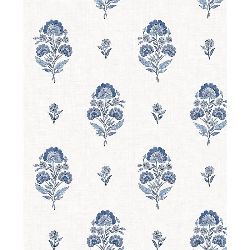 NextWall Floral Spot Peel and Stick Wallpaper - 20.5 in W x 18 ft. L - Deft Blue