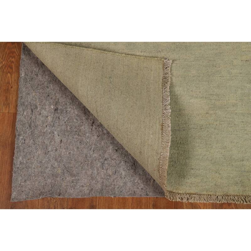 Hand Knotted Oriental 100% Wool Carpet Modern Modern Green Gabbeh Runner Rug - 9' 9'' X 2' 9''
