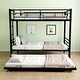 preview thumbnail 32 of 41, Metal Twin over Twin Bunk Bed with Trundle and Guardrail, Silver
