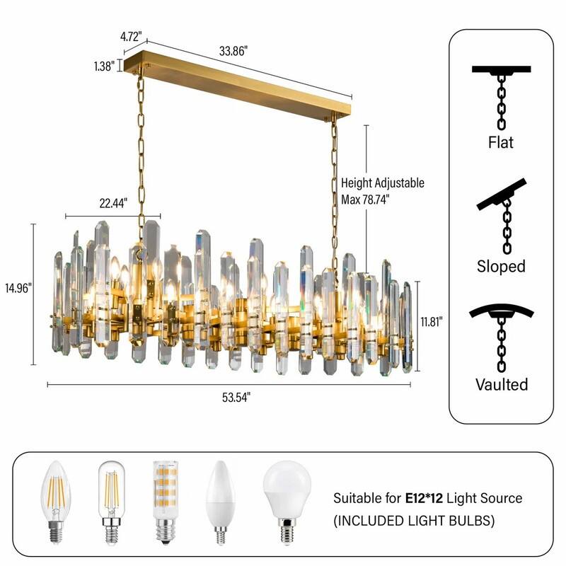 KAYLA 54in Modern Luxury Crystal Chandelier Lighting - LED Ceiling Light Fixture