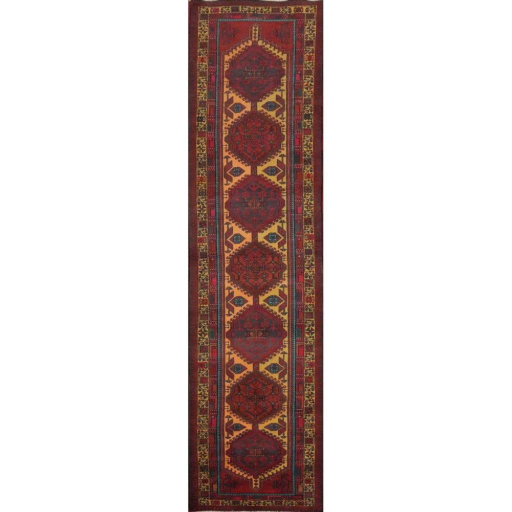 Hand Knotted Oriental 100% Wool Carpet Traditional Tribal Red Ardebil Runner Rug - 14' 7'' X 3' 6''