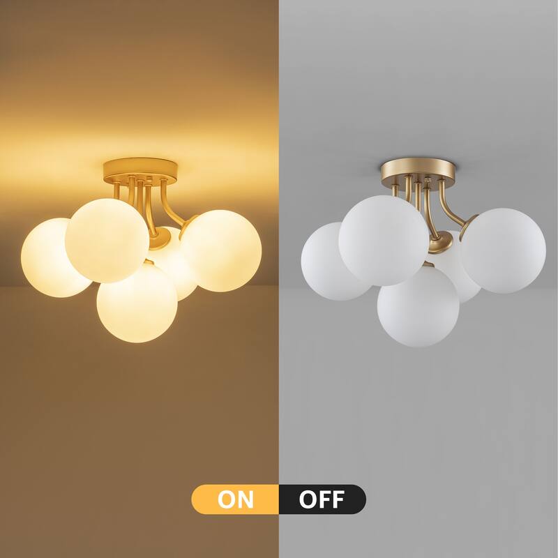 Starsky 5-LIght Globe Glass Sputnik Semi Flush Mount Ceiling Light