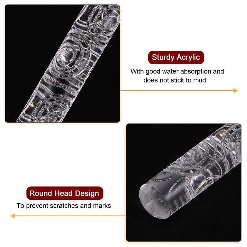 2pcs Acrylic Embossed Rolling Pin 16cm x 1cm Snail Pattern - Transparent