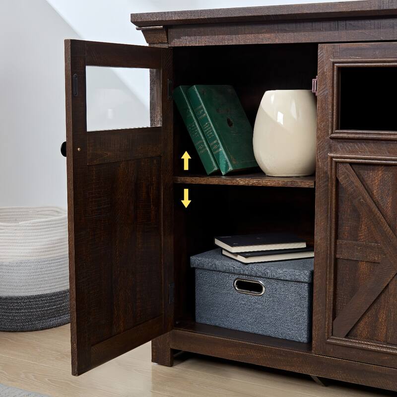 53'' Bar Wine Bar Storage Cabinet Adjustable Shelves Buffet/Sideboard