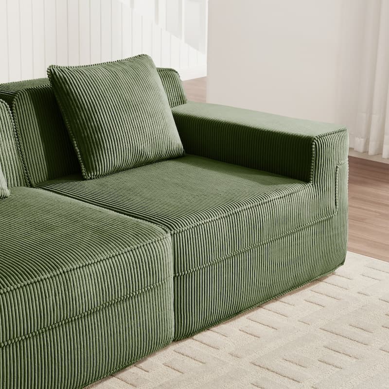 Modular L-shaped Deep Seat Boneless Cloud Sectional Sofa with Throw Pillows & Ottoman