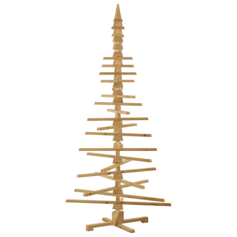 vidaXL Wooden Christmas Tree with Stand Brown Solid pine wood