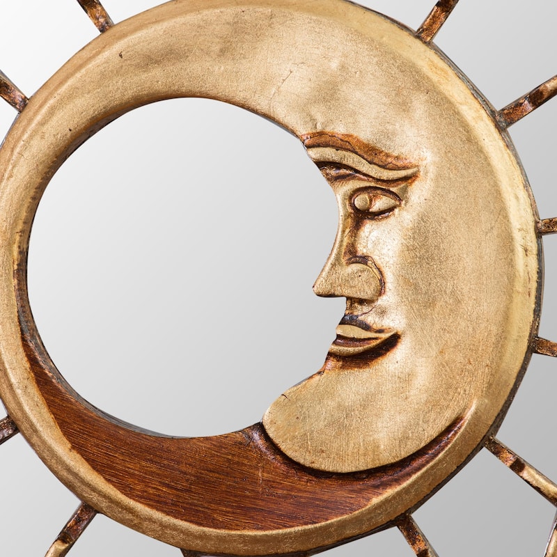 Novica Handmade Brilliant Moon Bronze Gilded Wood Wall Mirror