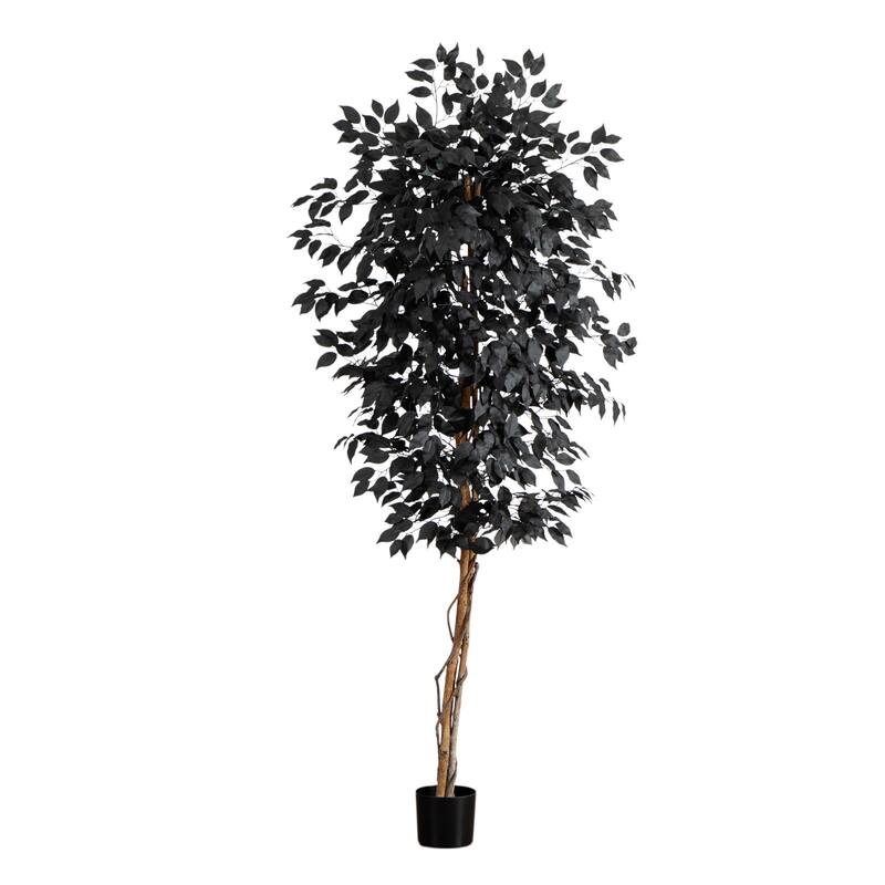 6-ft Artificial Halloween Black Ficus Tree with Natural Trunk