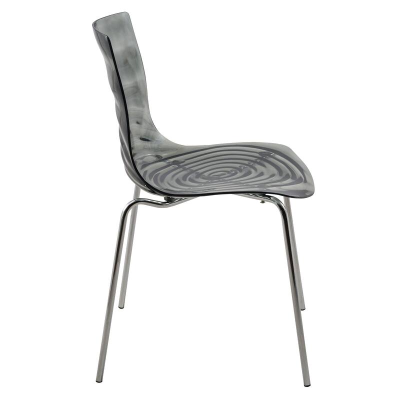 Astor Acrylic Dining Chair with Chrome Legs Modern Accent Side Chair Water Ripple Design Seats