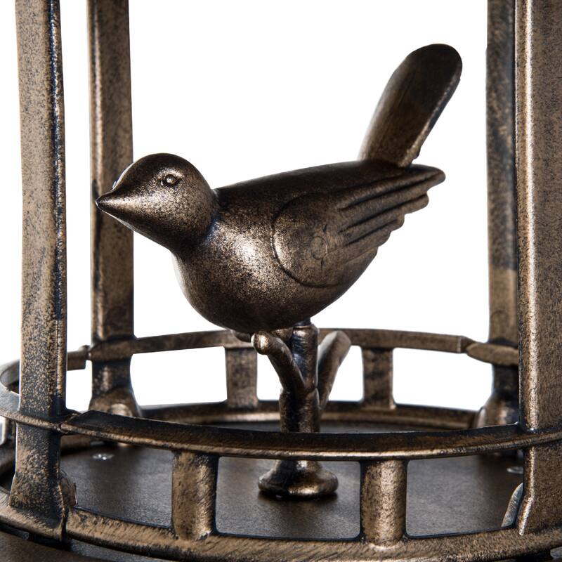 Outsunny 3-in-1 Resin Free Standing Garden Pedestal Bird Bath Bowl Feeder Planter - Bronze