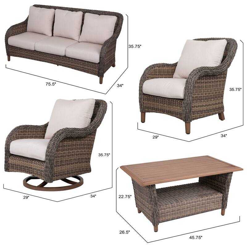 Mitchell 4-Piece Outdoor Aluminum Wicker Sofa Set
