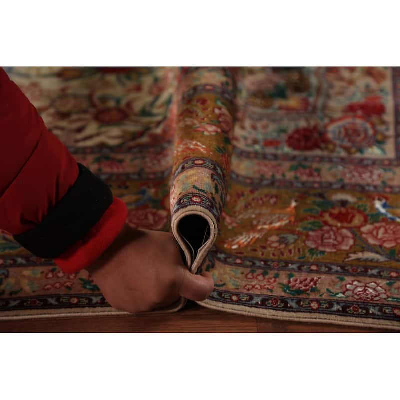 Vegetable Dye Tabriz Persian Area Rug Handmade Silk & Wool Carpet - 6'7" x 9'10"
