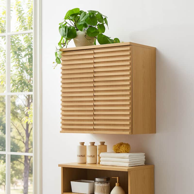 Render Wall Mounted Bathroom Cabinet - Oak