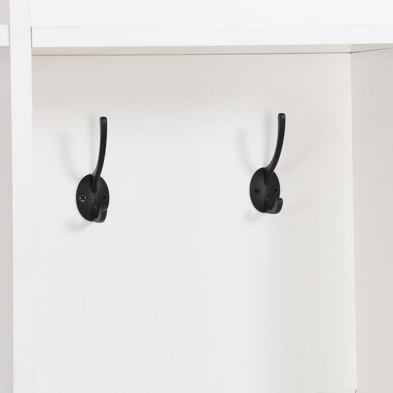 Large Hall Tree Coat Rack with Storage Bench, Modern Shoe Cabinet with Cube Storage & Shelves for Entryways, Mudroom
