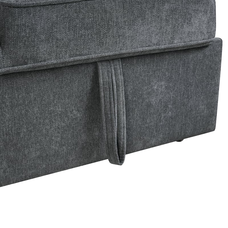 Roomfitters Convertible L-Shaped Sectional Sofa Bed with Dual Sleepers, Flip-Top Table, USB, Cup Holder & Storage